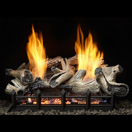 30" Beachcomber Burncrete Refractory Logs with 24" Natural Blaze Vent Free Burner (Millivolt/Pilot) - Monessen