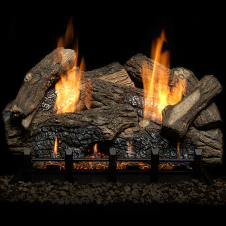 30" Berkley Oak Refractory Logs with 24" Natural Blaze IntiliFire Plus Vent Free Burner (Electronic Ignition) - Monessen