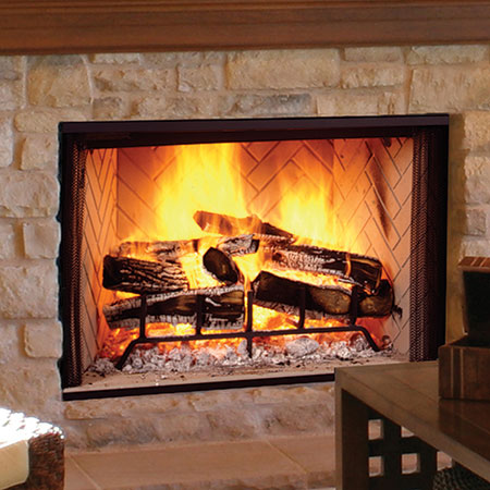50" Biltmore Radiant Wood Burning Fireplace, Herringbone Liner - Majestic