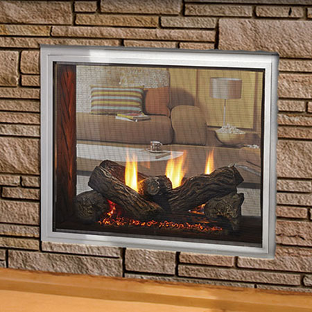36" Fortress Indoor/Outdoor IntelliFire See-Thru Direct Vent Fireplace  (Electronic Ignition) - Majestic