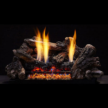 24" Charisma Burncrete Hybrid Logs, 24" Glow Getter Vent Free Burner (Millivolt/Pilot) - Monessen