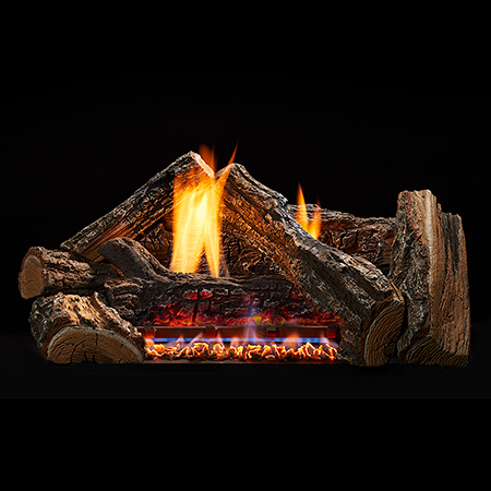 30" Dynamo Burncrete Hybrid Logs, 24" Glow Getter Vent Free Burner (Millivolt/Pilot) - Monessen