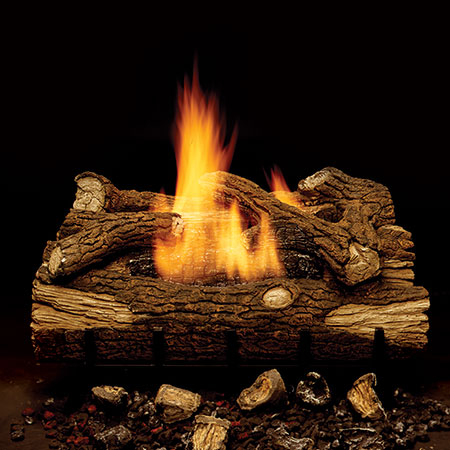 24" Mountain Oak Refractory Logs, 24" EYF Vent Free Burner (Manual) - Monessen