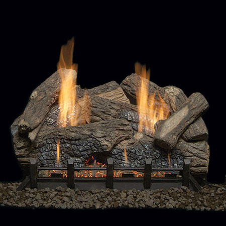 30" Highland Oak Refractory Logs with 24" Natural Blaze IntelliFire Plus Vent Free Burner (Electronic Ignition) - Monessen