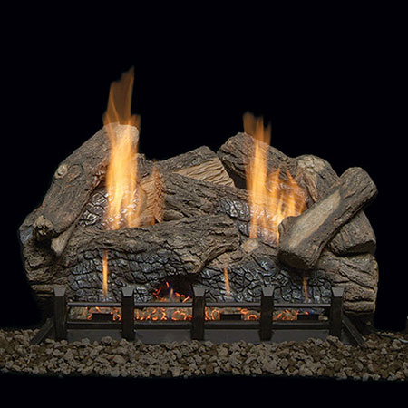 18" Highland Oak Refractory Logs, 18" Natural Blaze IntelliFire Plus Vent Free Burner (Electronic Ignition) - Monessen