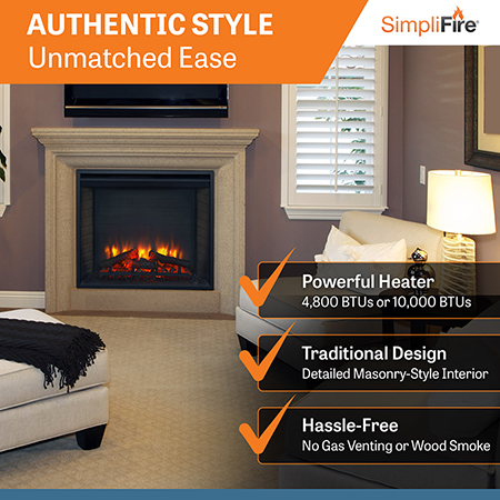 36 Built-In Traditional Electric Fireplace - SimpliFire