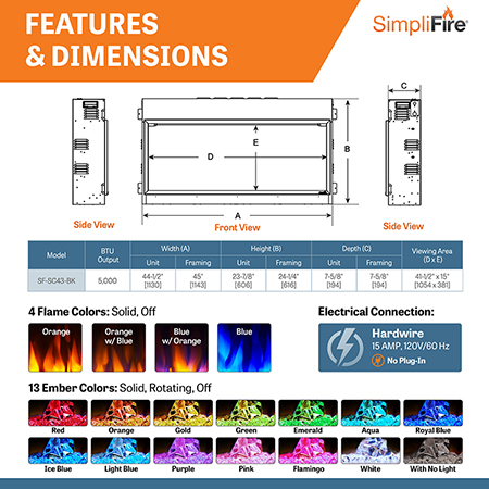 Scion 43 Linear Electric Fireplace - SimpliFire